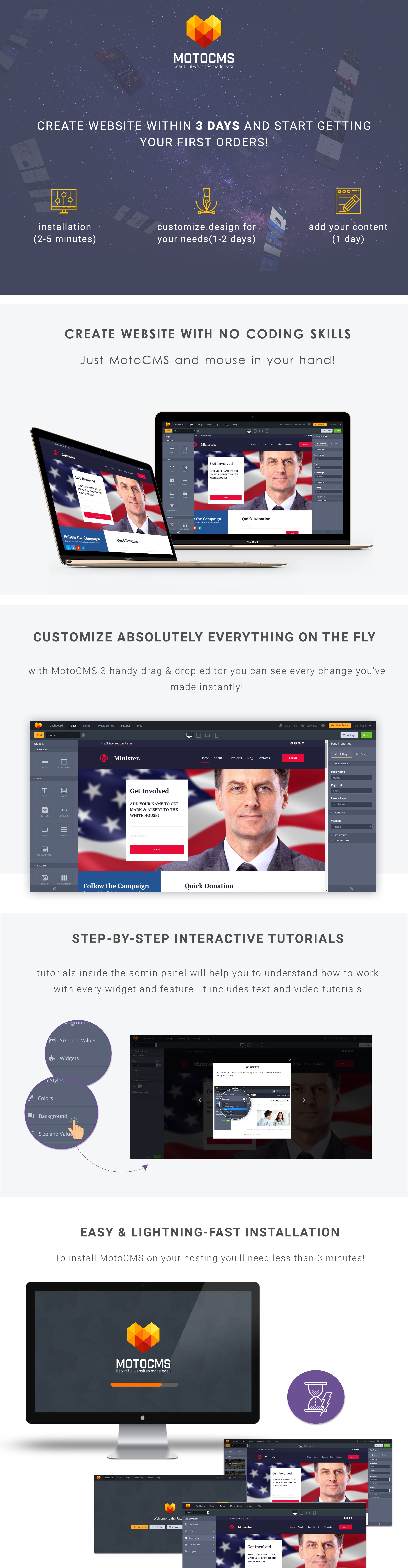 шаблон political candidate moto cms 3