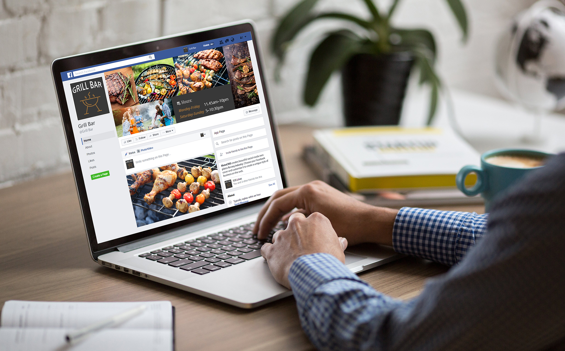 Download Шаблон для соцсетей "Facebook Cover Picture and Avatar For Grill Bar Social Media Template" / Facebook Cover Picture and Avatar For Grill Bar Social Media Template - Шаблон для соцсетей на тему графика 