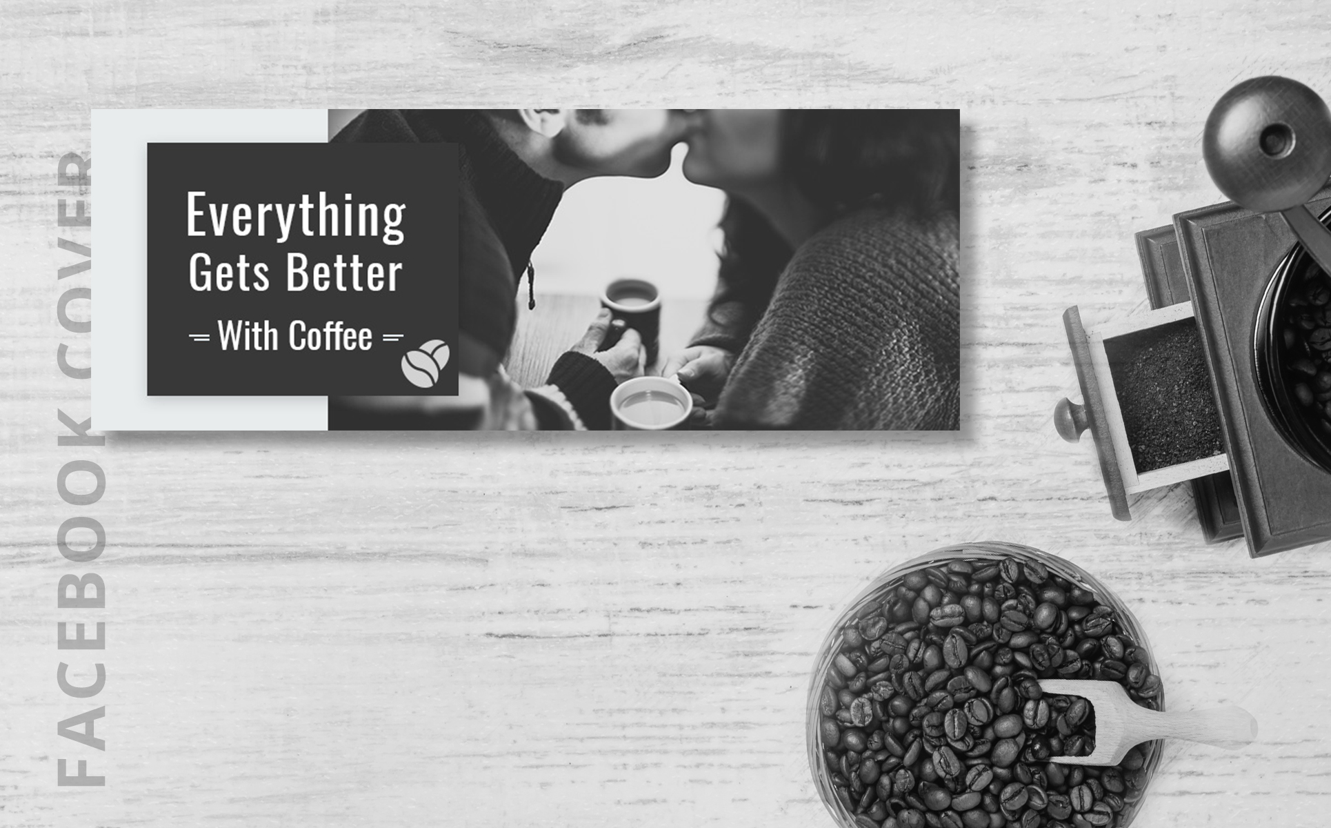 Download Шаблон для соцсетей "Facebook Cover Template For Coffee Shop for Social Media" / Facebook Cover Template For Coffee Shop for Social Media - Шаблон для соцсетей на тему графика 