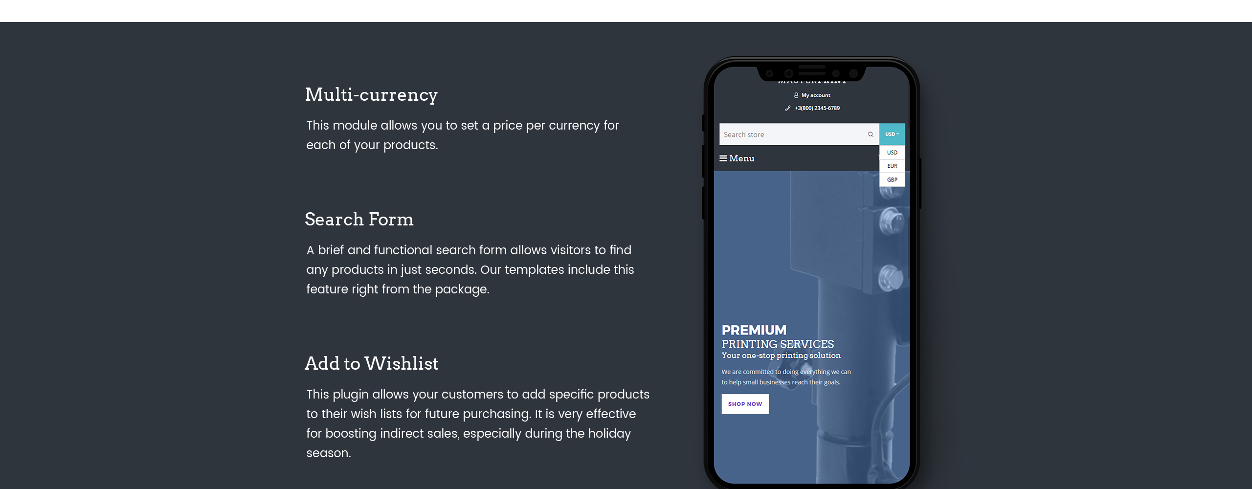 типография shopify тема