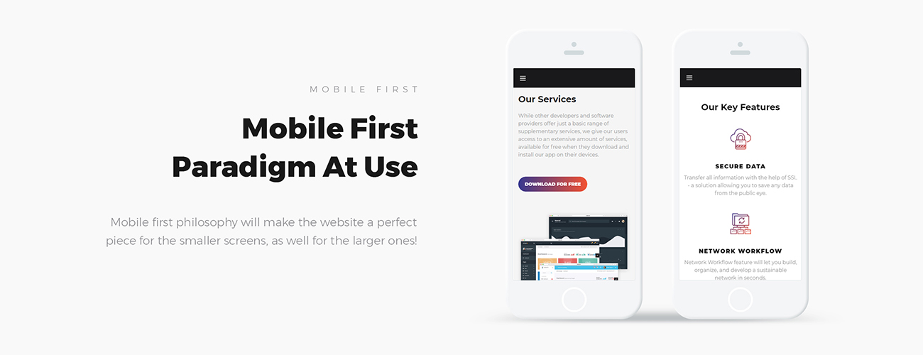 мобильное приложение целевая страница wordpress тема