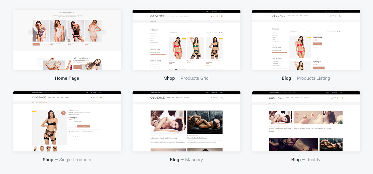 тема магазина нижнего белья woocommerce
