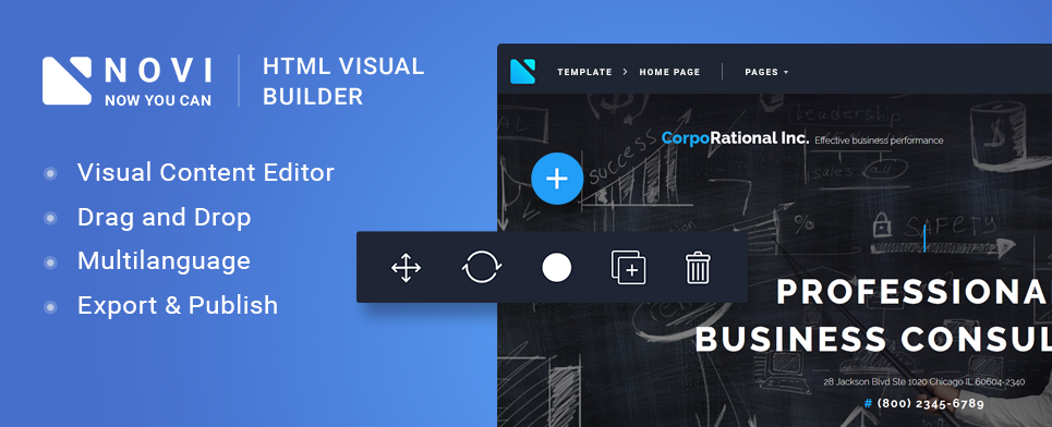 в шаблоне целевой страницы novi builder