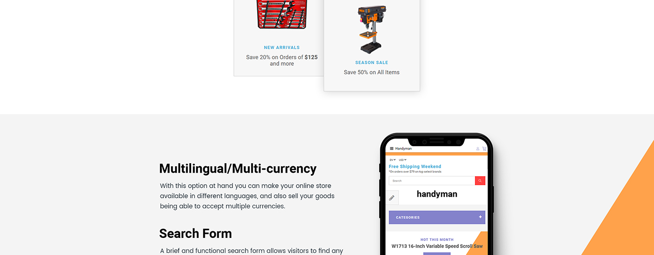 адаптивные инструменты магазин шаблонов opencart