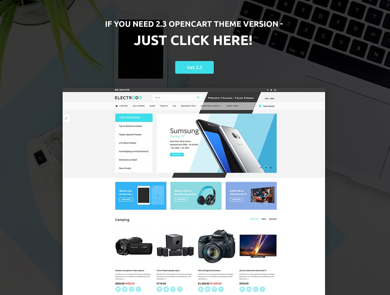 шаблон opencart магазина электроники