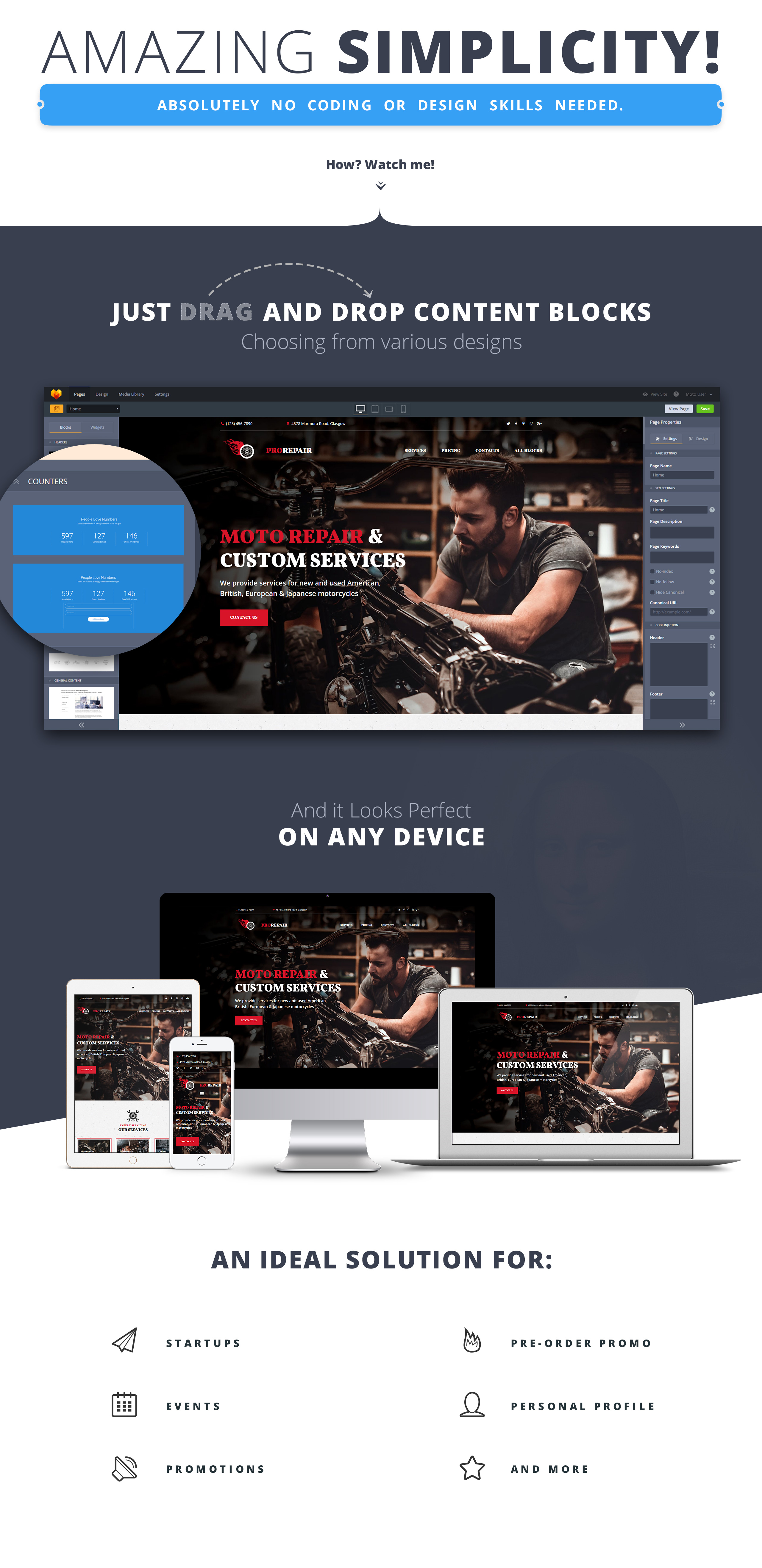 ремонтная компания мотоциклов motocms 3 шаблон целевой страницы