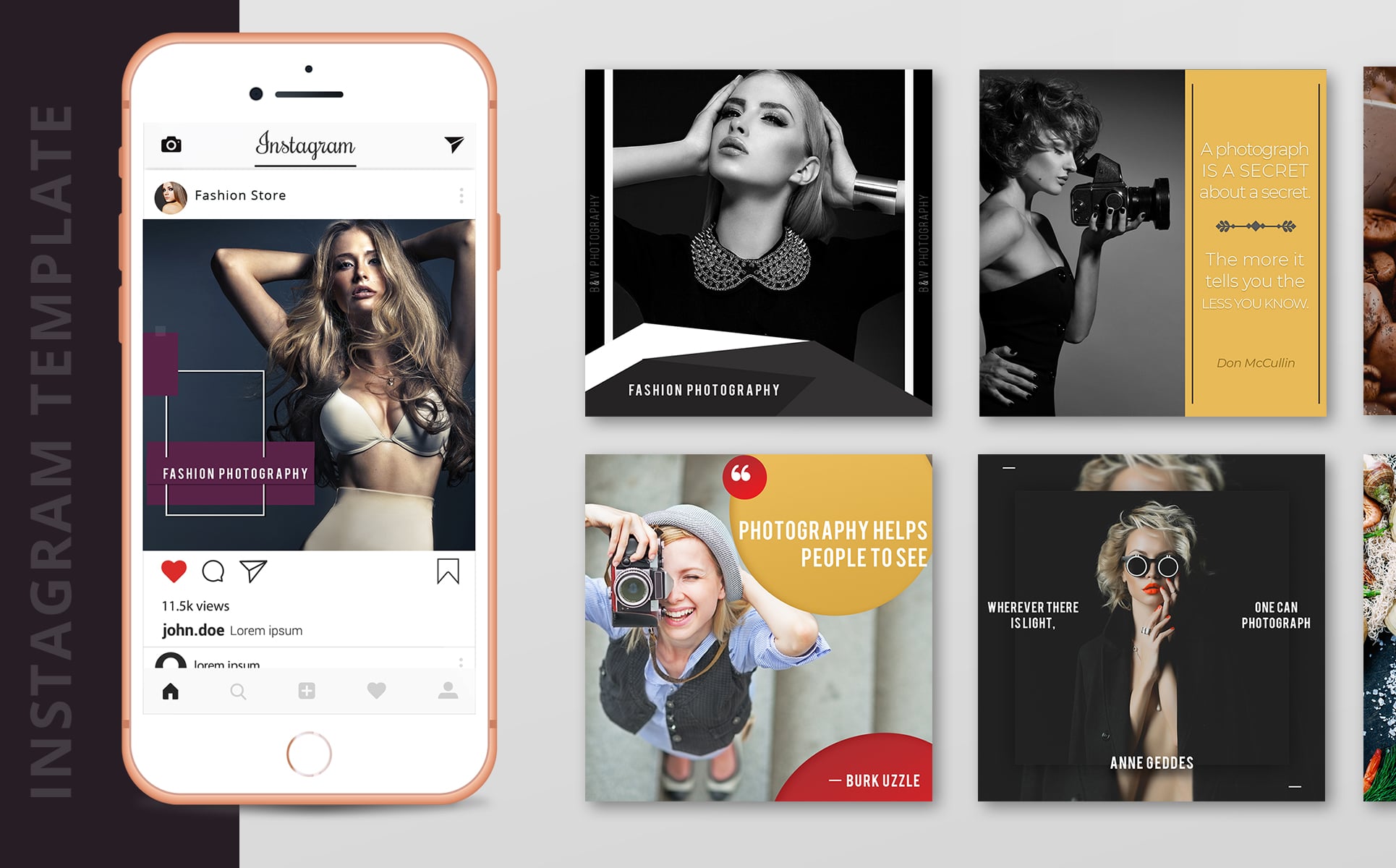 Download Шаблон для соцсетей "10 Clean Style Instagram Pictures Social Media Template" / 10 Clean Style Instagram Pictures Social Media Template - Шаблон для соцсетей на тему графика media social instagram insta psd graphics clean style fashion food photo photography