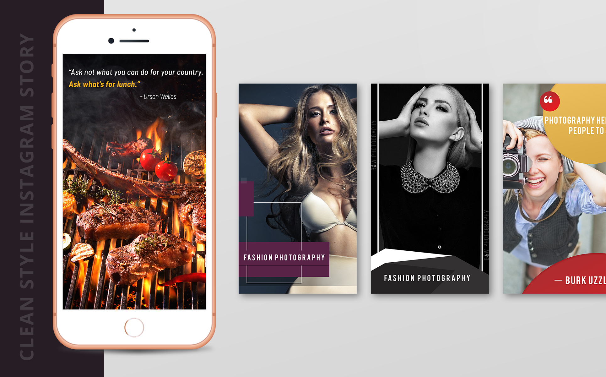 Download Шаблон для соцсетей "Clean Style Instagram Story Package Social Media Template" / Clean Style Instagram Story Package Social Media Template - Шаблон для соцсетей на тему графика social media social instagram insta psd graphics story insta story stories clean style fashion food photo photography