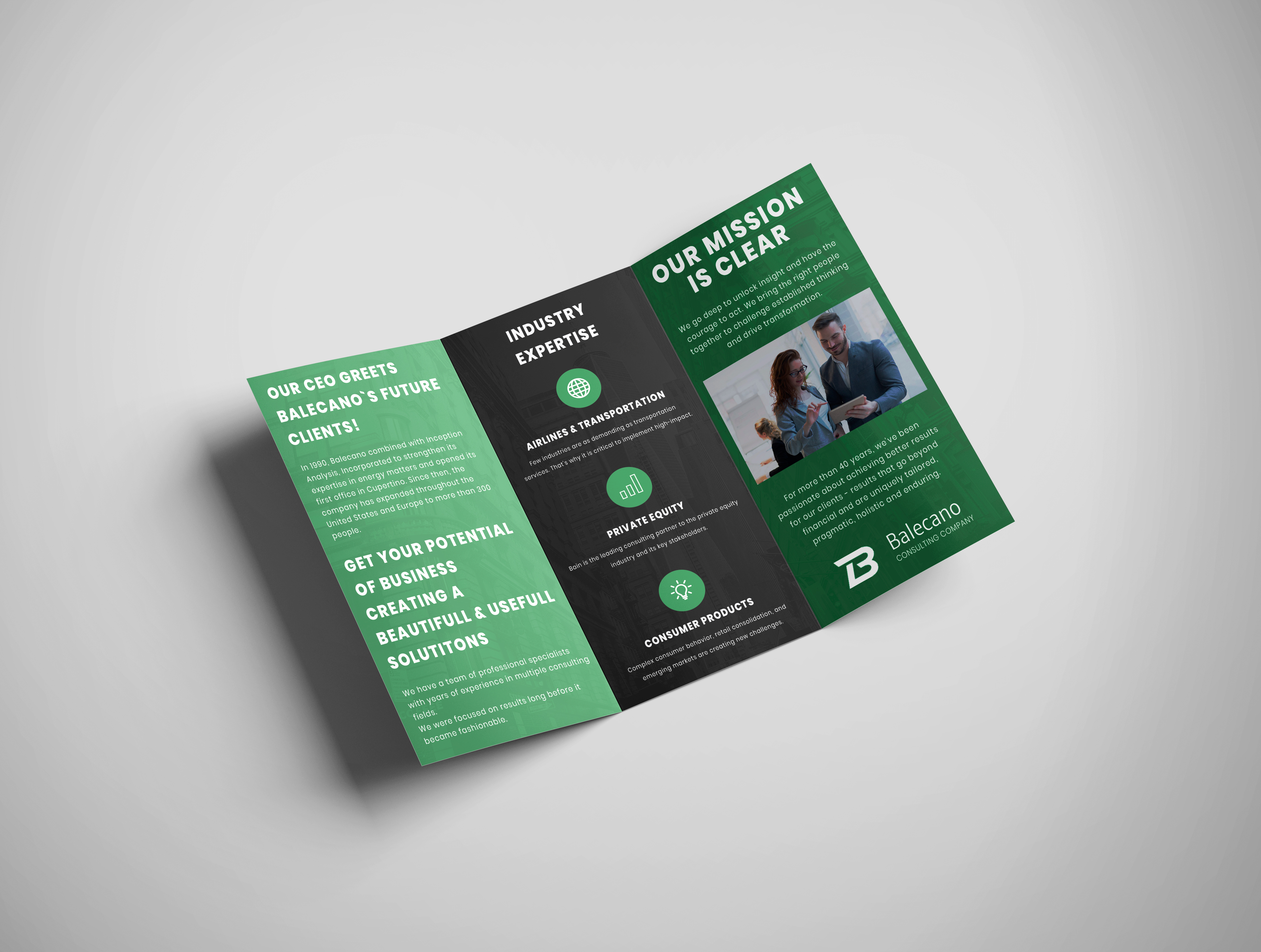 Download Фирменный стиль "Business Consulting Tri-fold Brochure - Corporate Identity Template" / Business Consulting Tri-fold Brochure - Corporate Identity Template - Фирменный стиль на тему графика brand branding corporate identity business card design mockup stationery  personal printed business card recognition print brochure