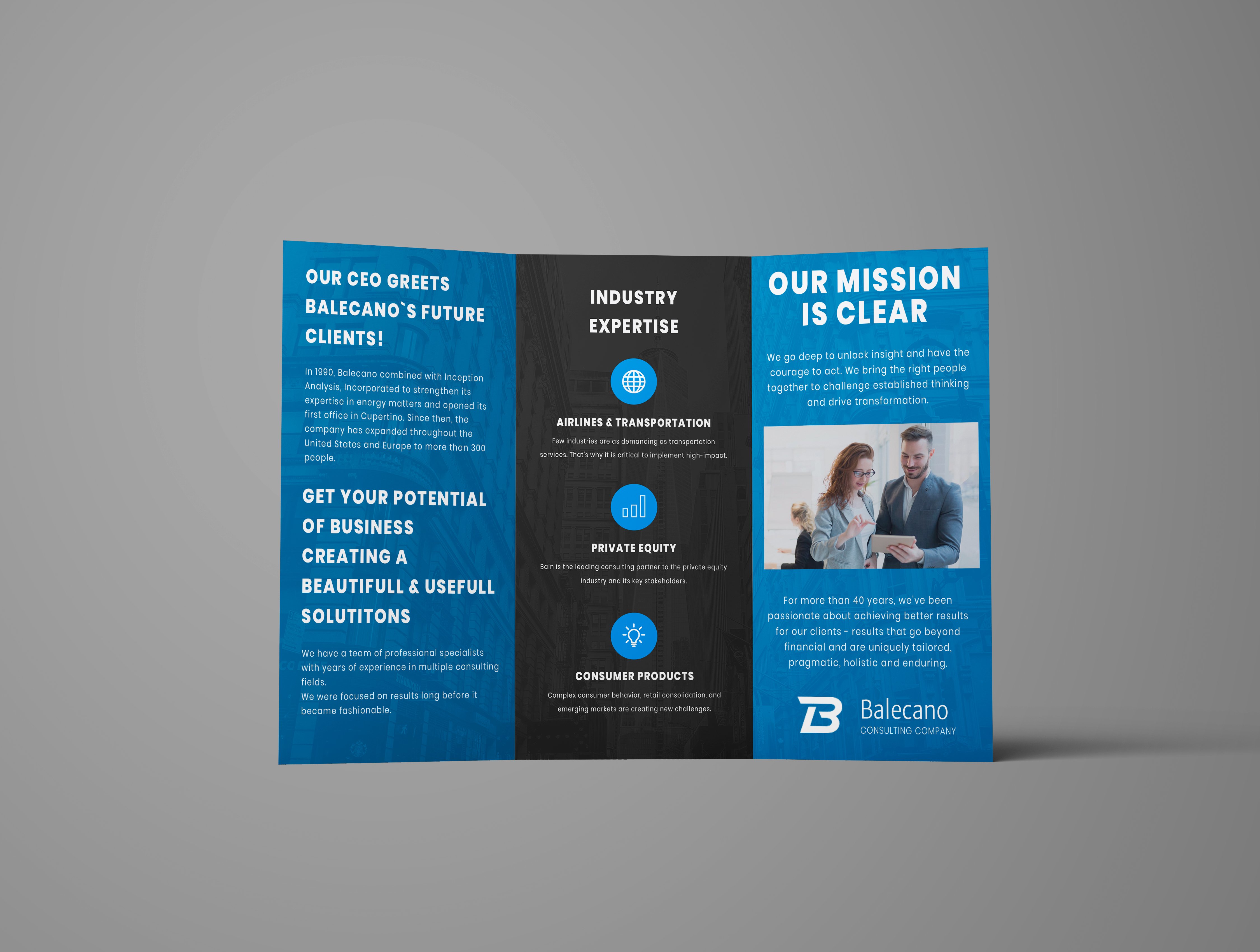 Download Фирменный стиль "Business Consulting Tri-fold Brochure - Corporate Identity Template" / Business Consulting Tri-fold Brochure - Corporate Identity Template - Фирменный стиль на тему графика brand branding corporate identity business card design mockup stationery  personal printed business card recognition print brochure
