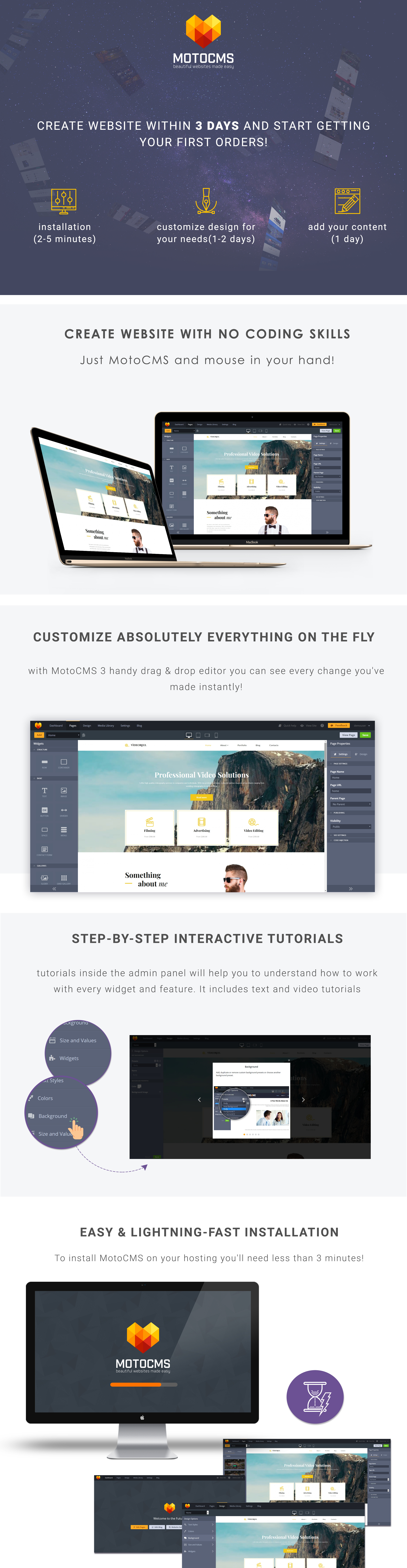 Videographer Moto CMS 3 Template