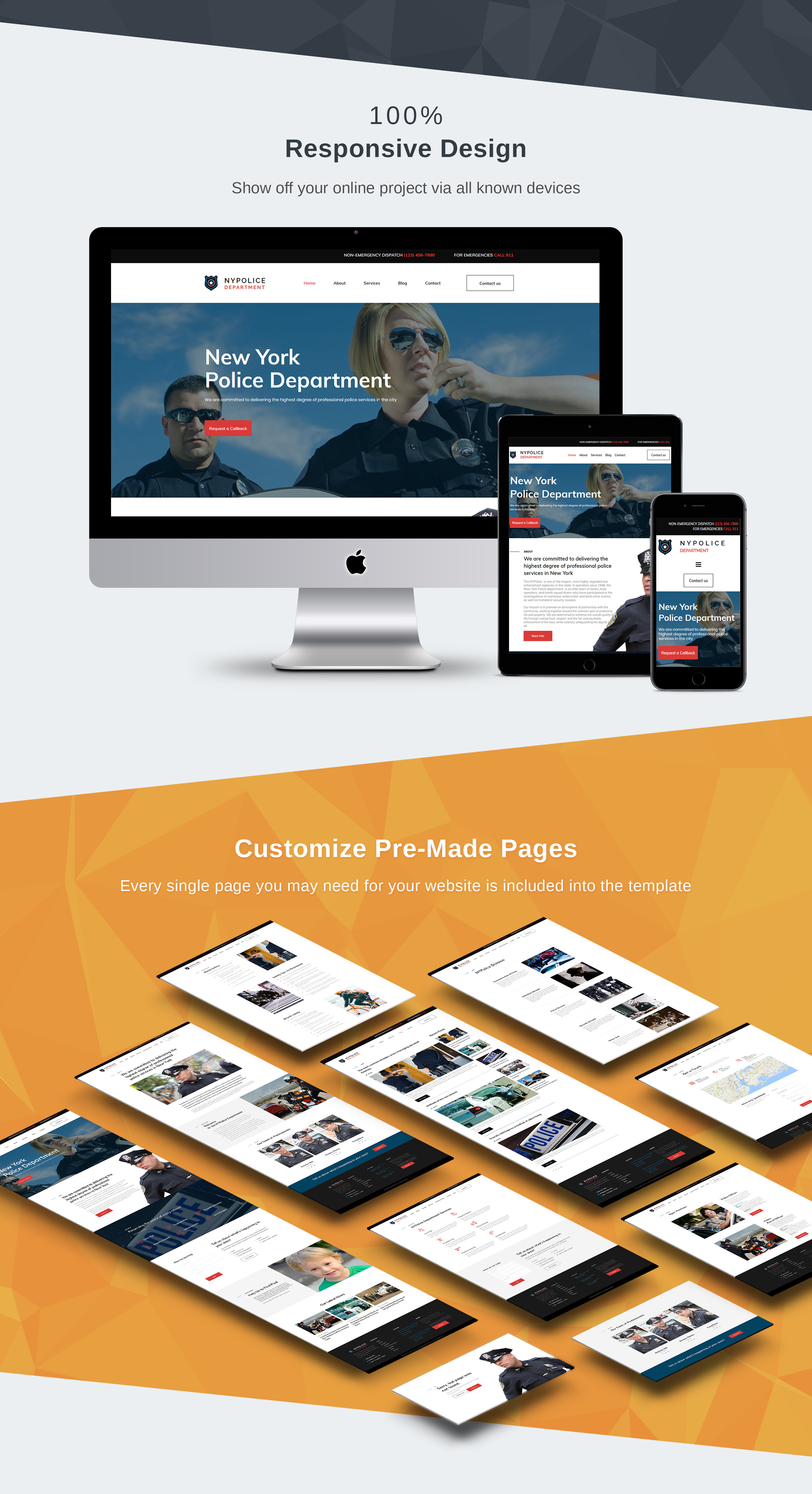 шаблон police department premium moto cms 3