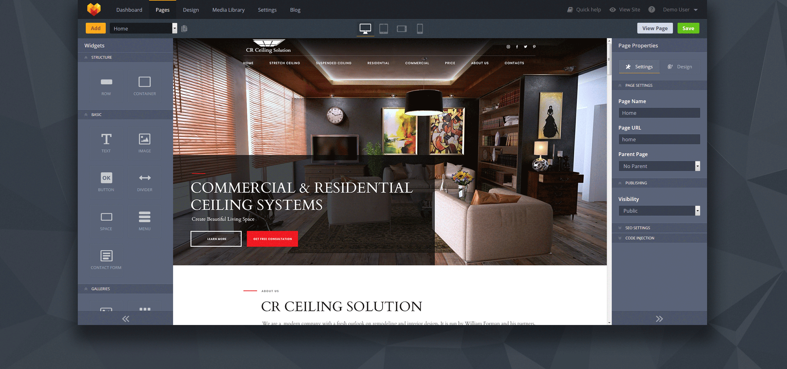 потолочное решение moto cms 3 шаблон
