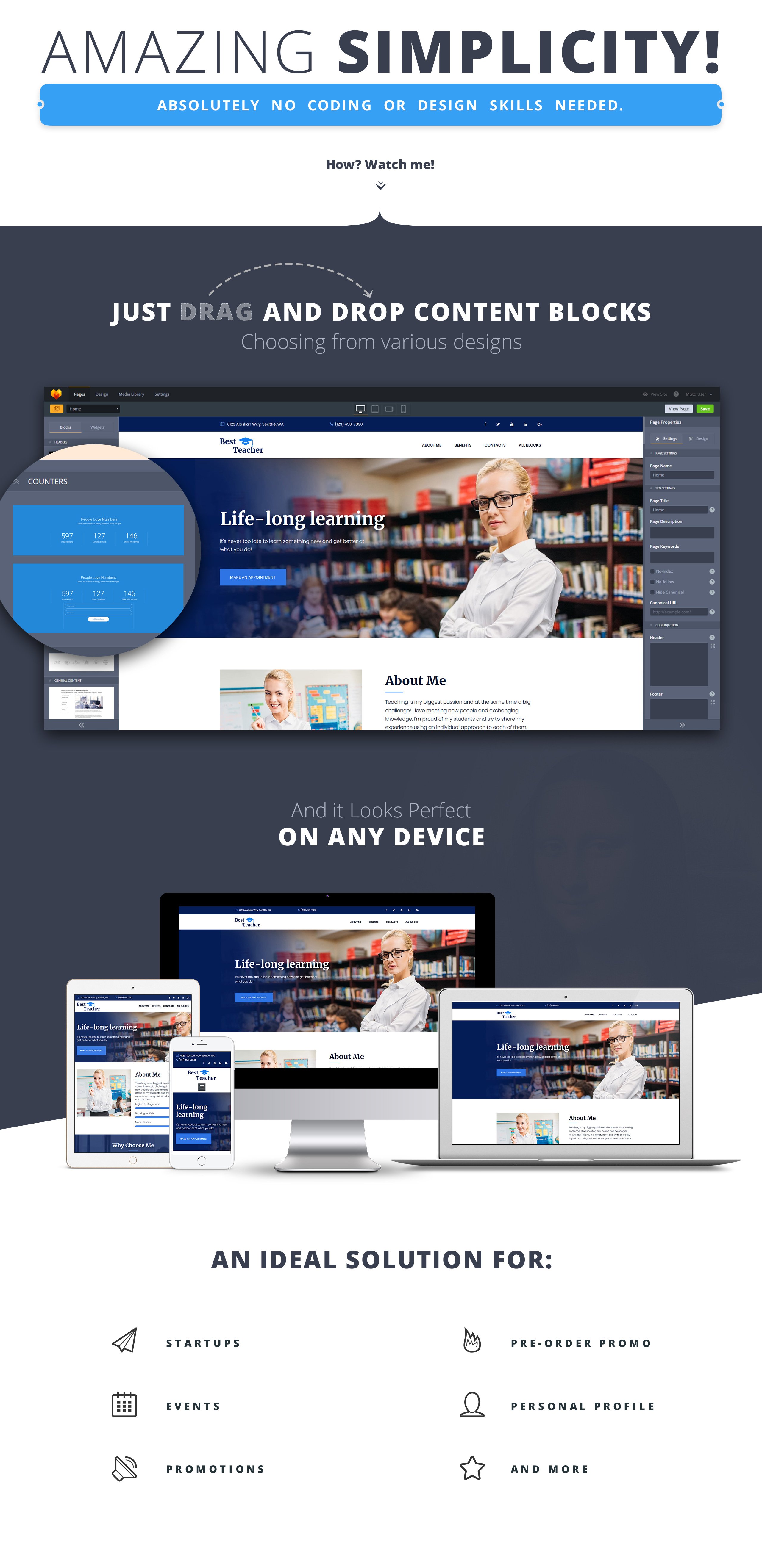 шаблон целевой страницы education motocms 3