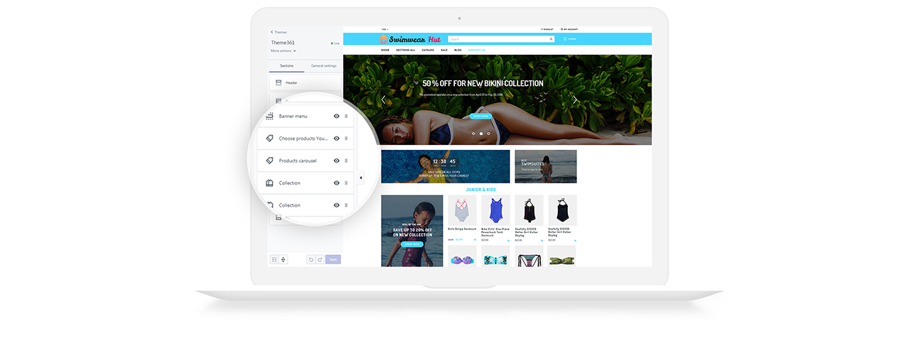магазин купальников shopify тема