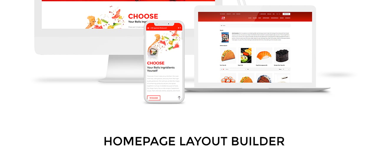 яркий шаблон opencart ресторана суши-фуд
