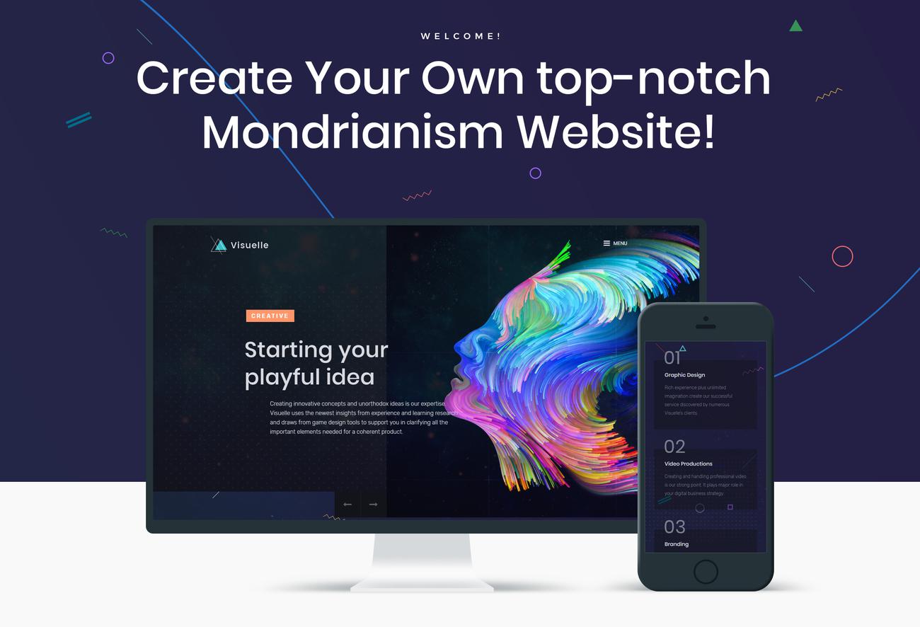 креативный мондрианизм wordpress elementor тема