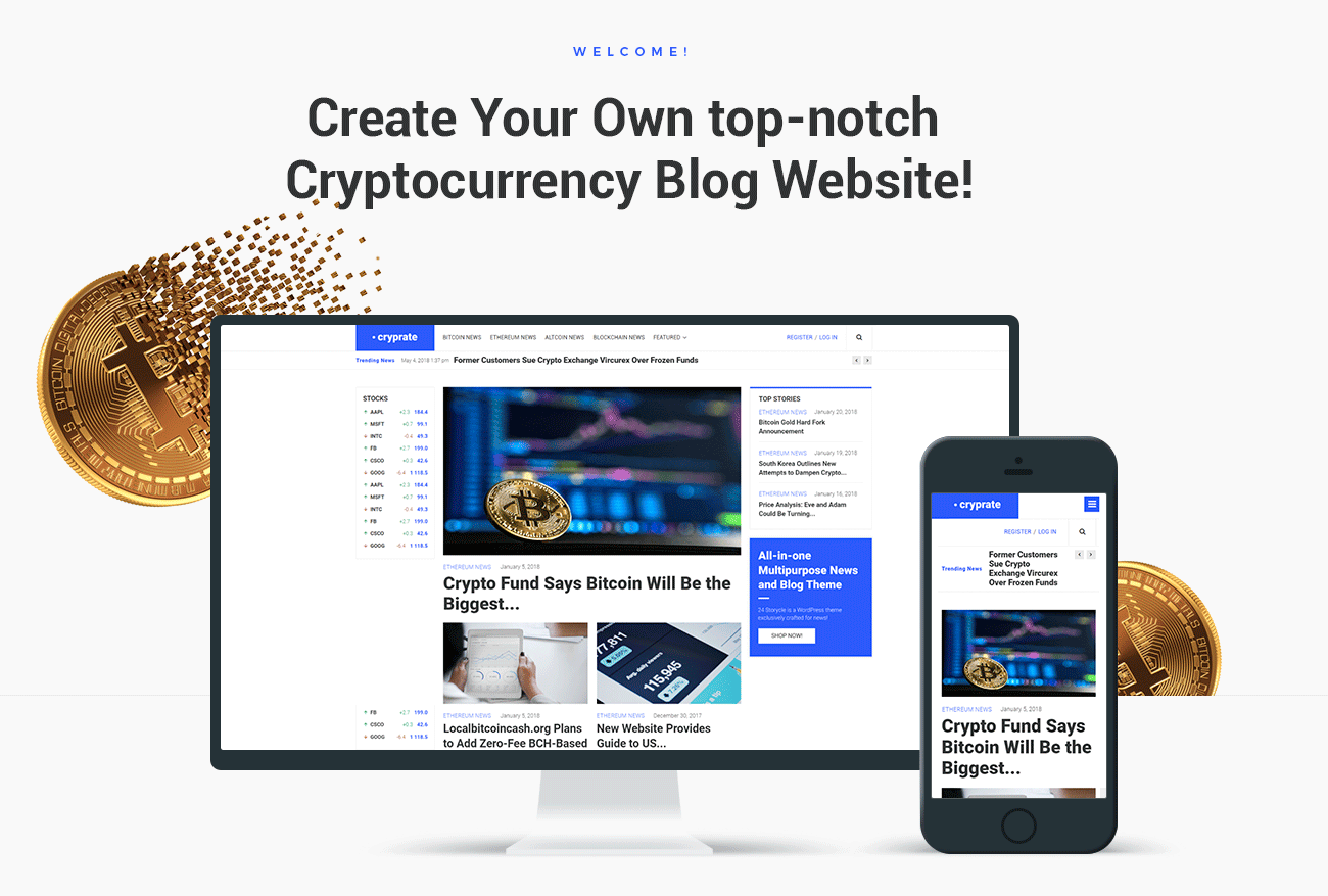 криптовалютный блог wordpress elementor theme