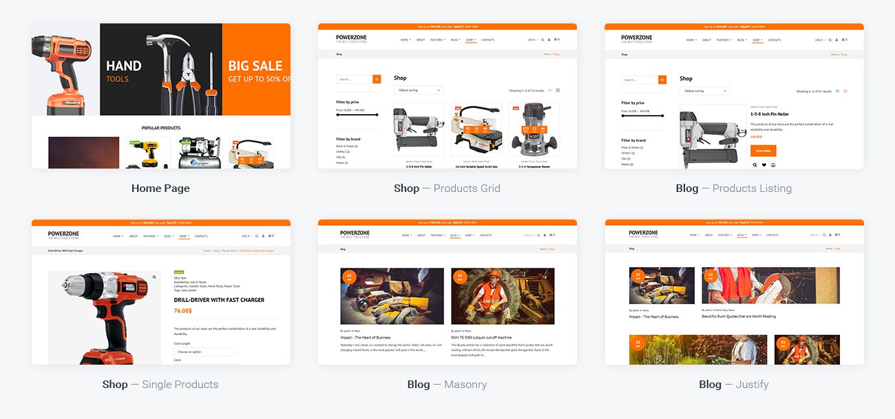 магазин инструментов elementor woocommerce theme