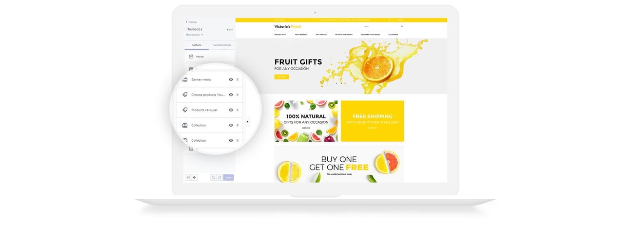 фруктовые подарки shopify тема