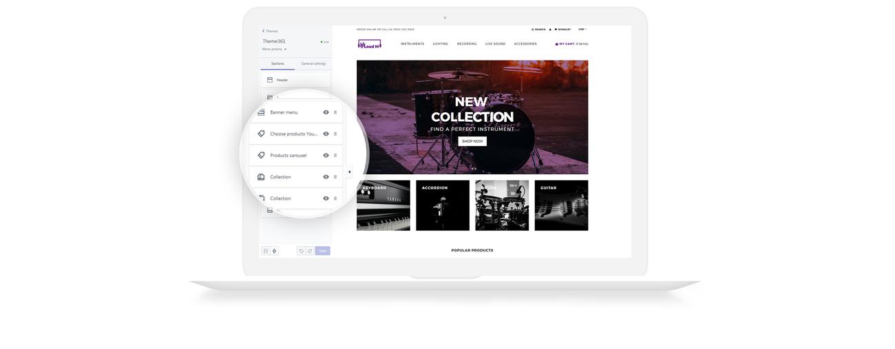 магазин музыкальных инструментов shopify тема