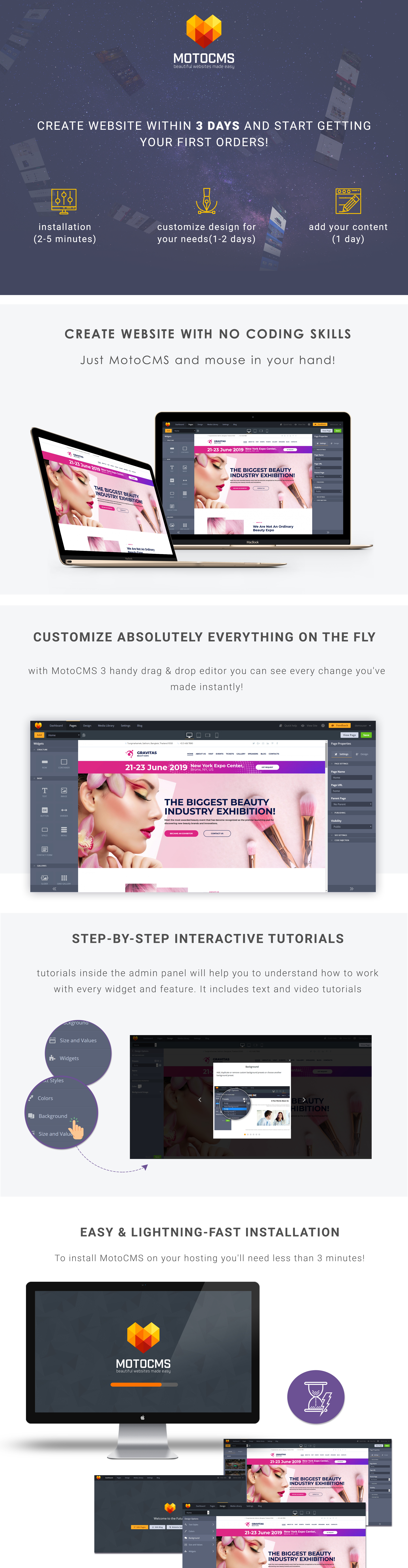 шаблон beauty expo moto cms 3