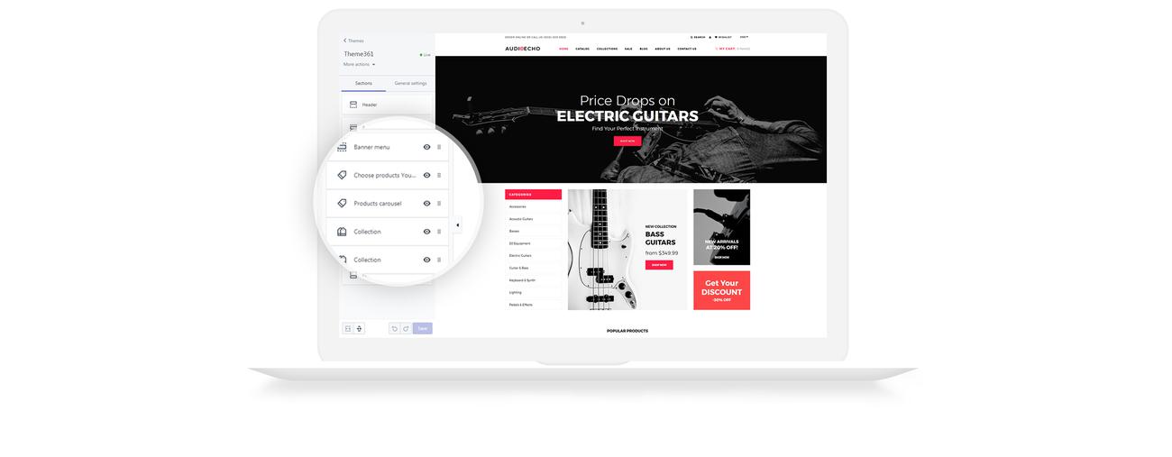 стильная аудиоаппаратура интернет-магазина shopify theme
