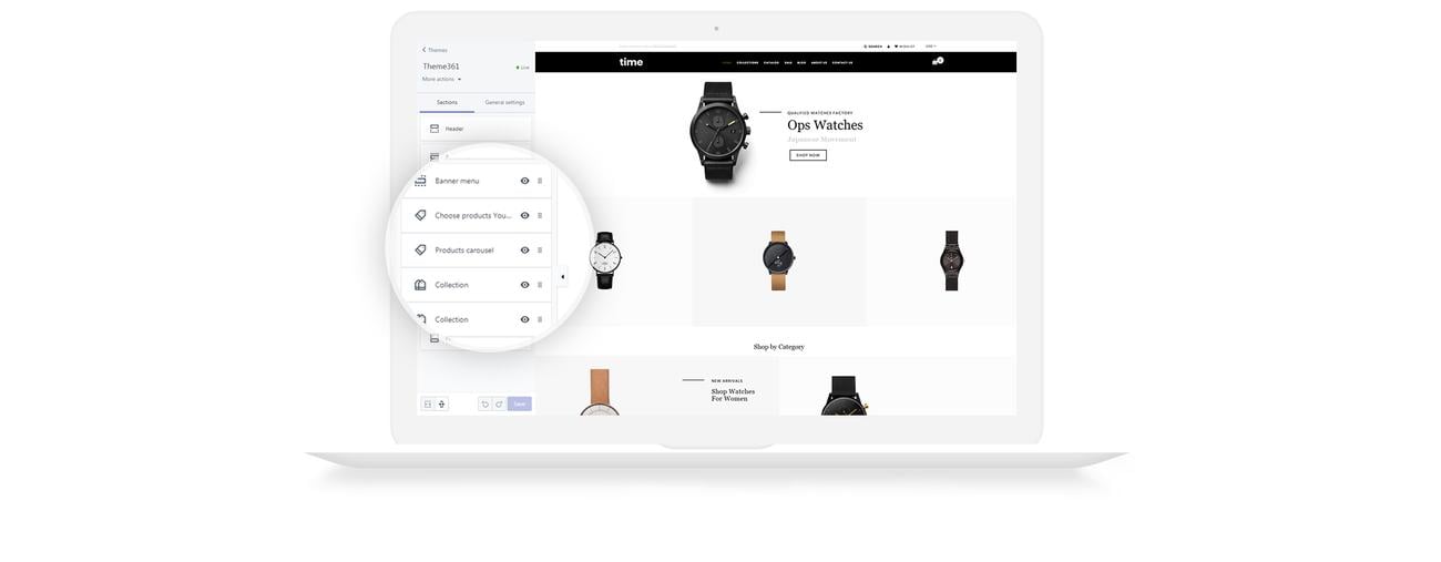 лаконичная тема магазина часов shopify