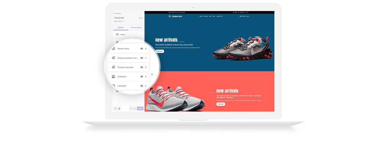 магазин кроссовок shopify тема