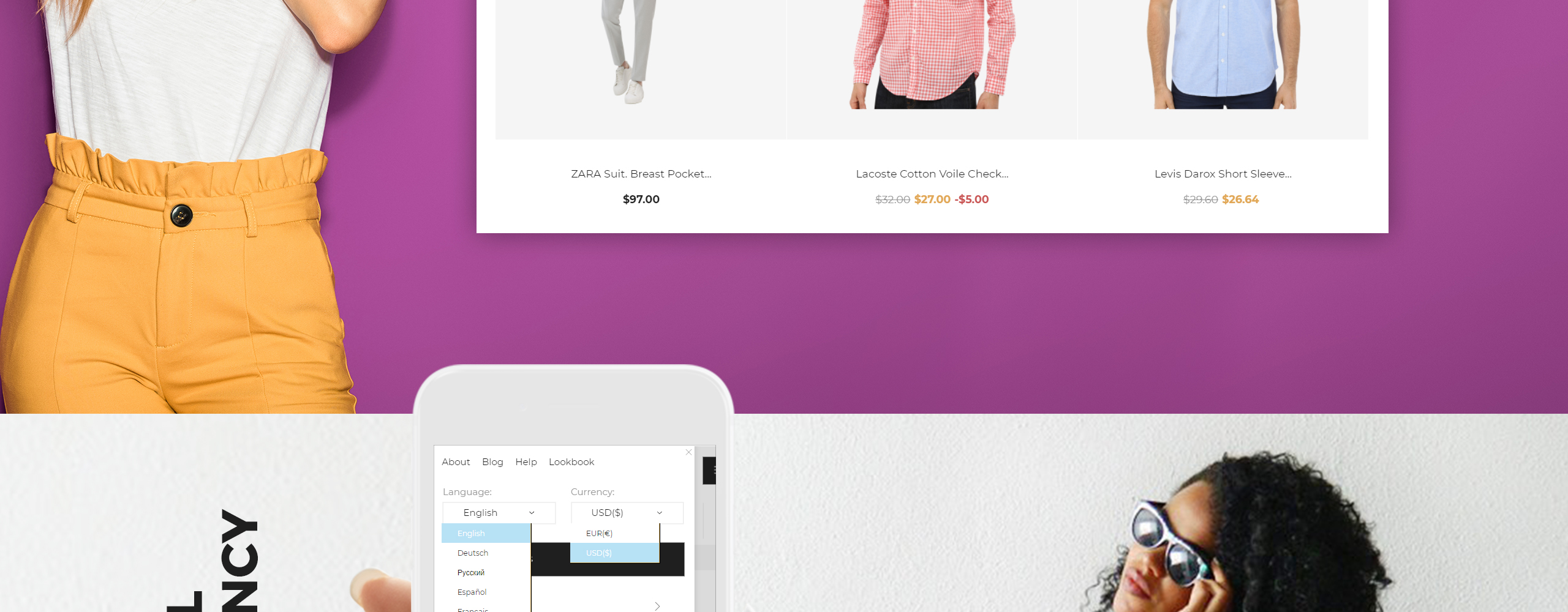 магазин одежды prestashop тема