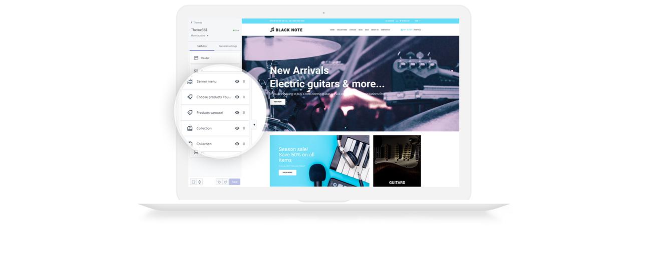 музыкальный магазин shopify тема