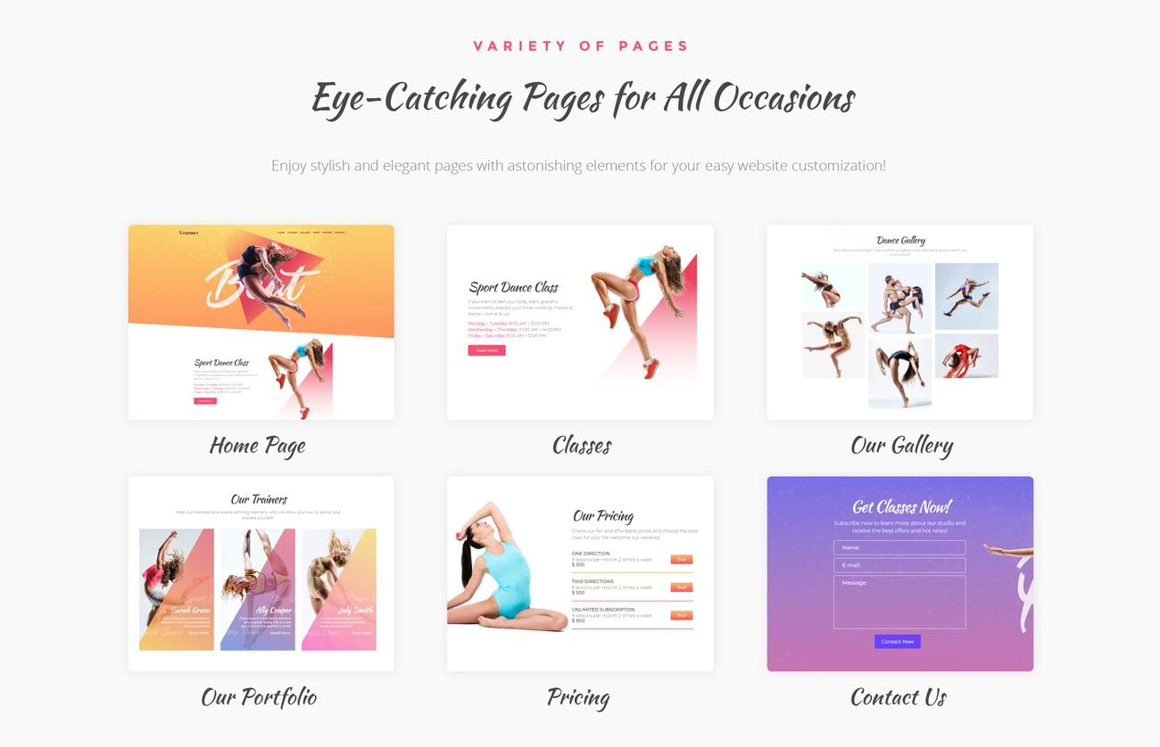танцевальные классы wordpress elementor theme