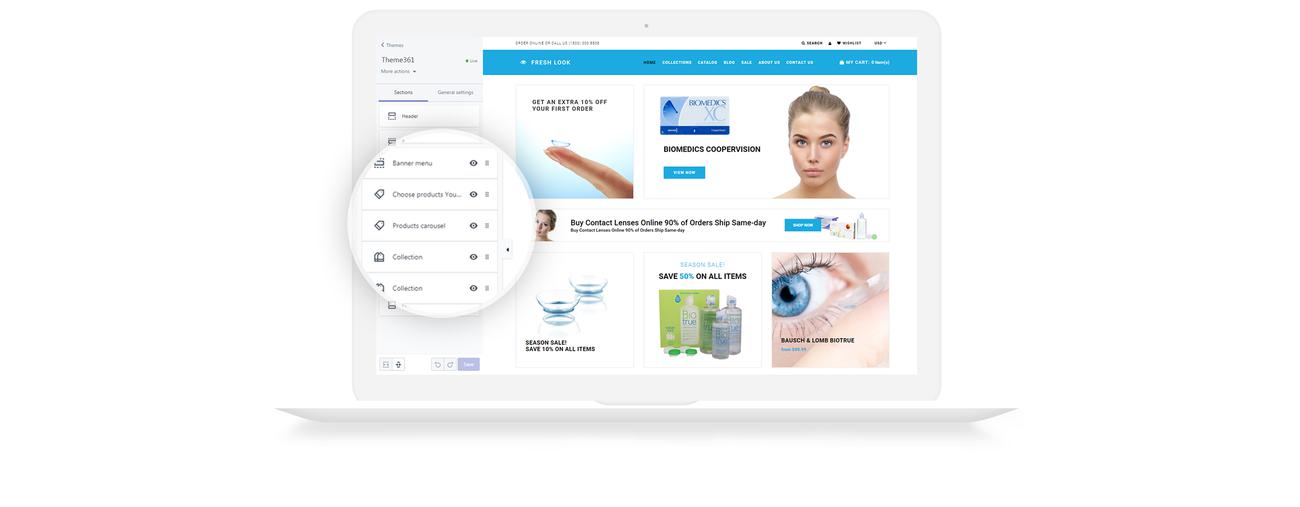 магазин контактных линз shopify тема