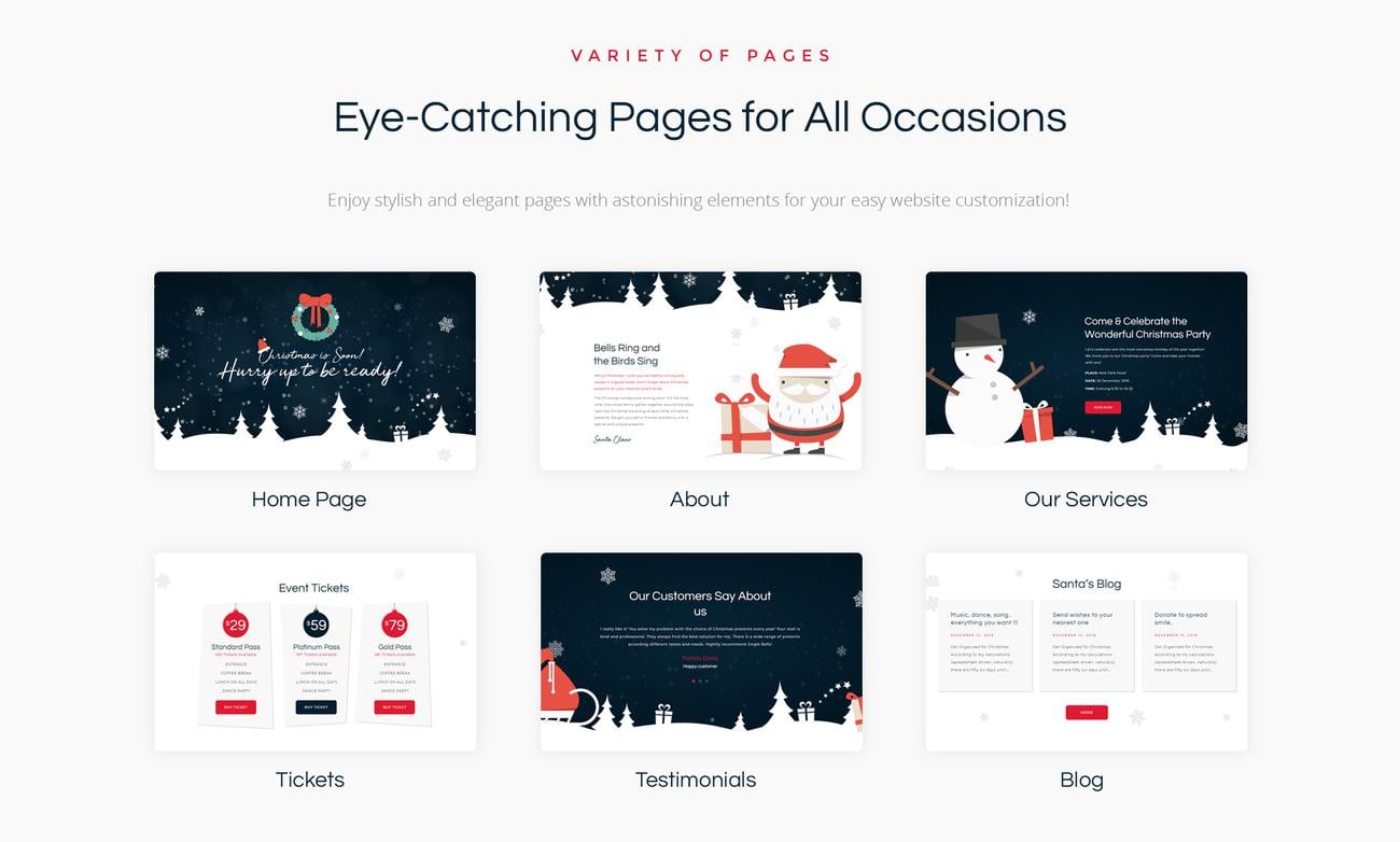 event making holiday party website wordpress theme