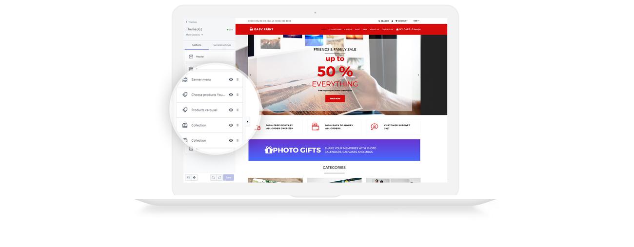 печать мультивалютной простой темы shopify