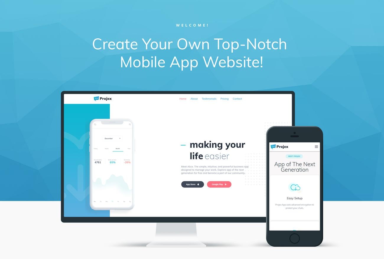 бизнес мобильное приложение многоцелевая чистая тема wordpress elementor