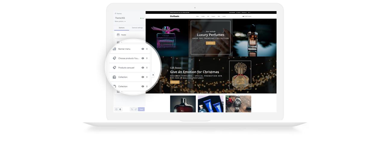 духи отзывчивая роскошная тема shopify