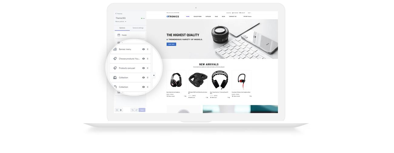 используйте минималистичную тему shopify