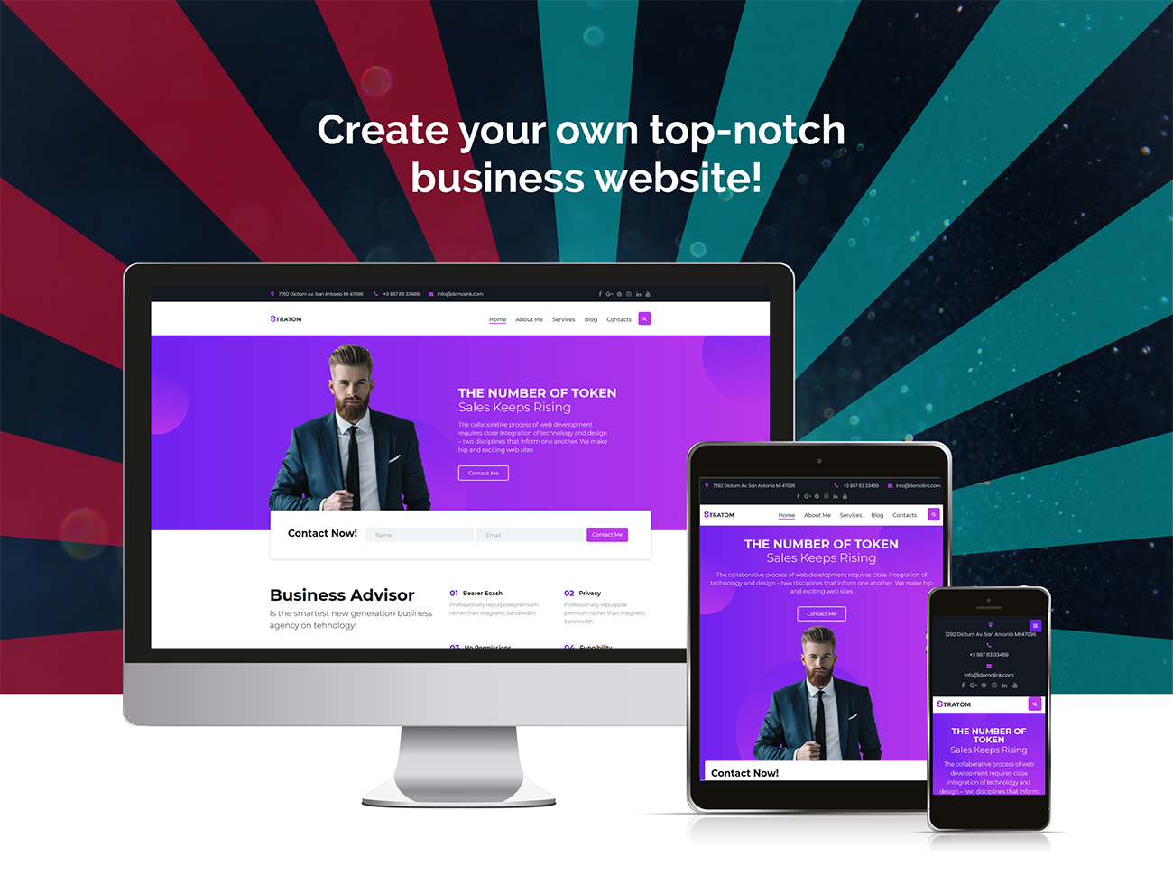 бизнес многоцелевая анимированная тема wordpress elementor