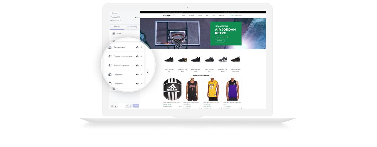 баскетбольная многостраничная чистая тема shopify