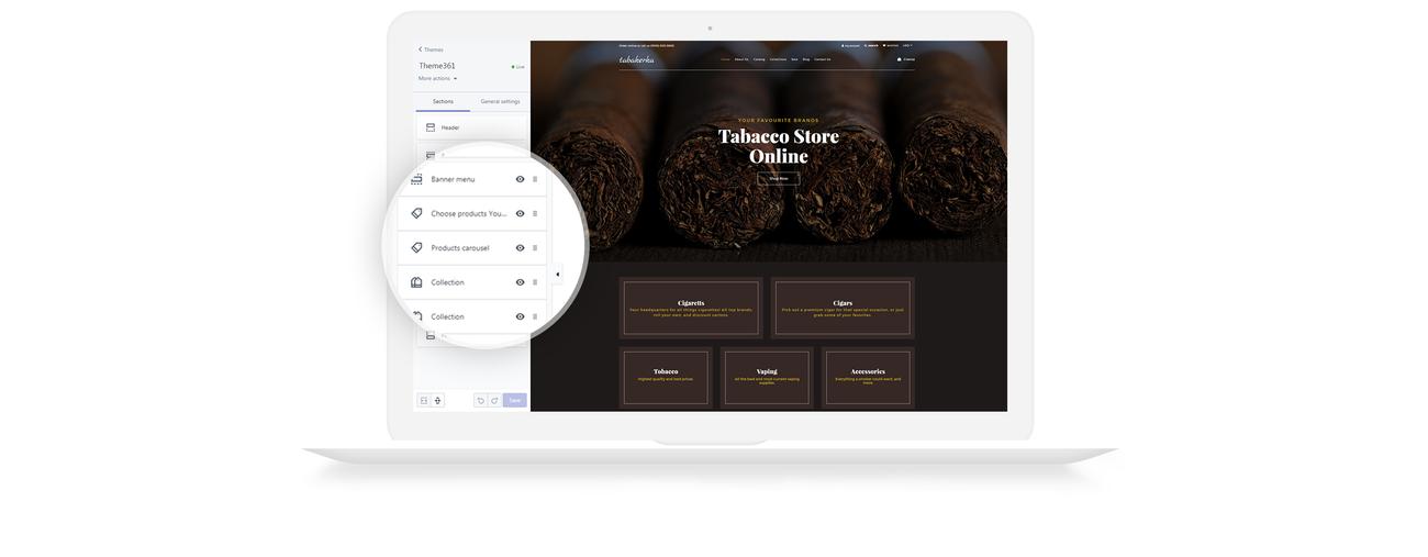табак многостраничная чистая тема shopify