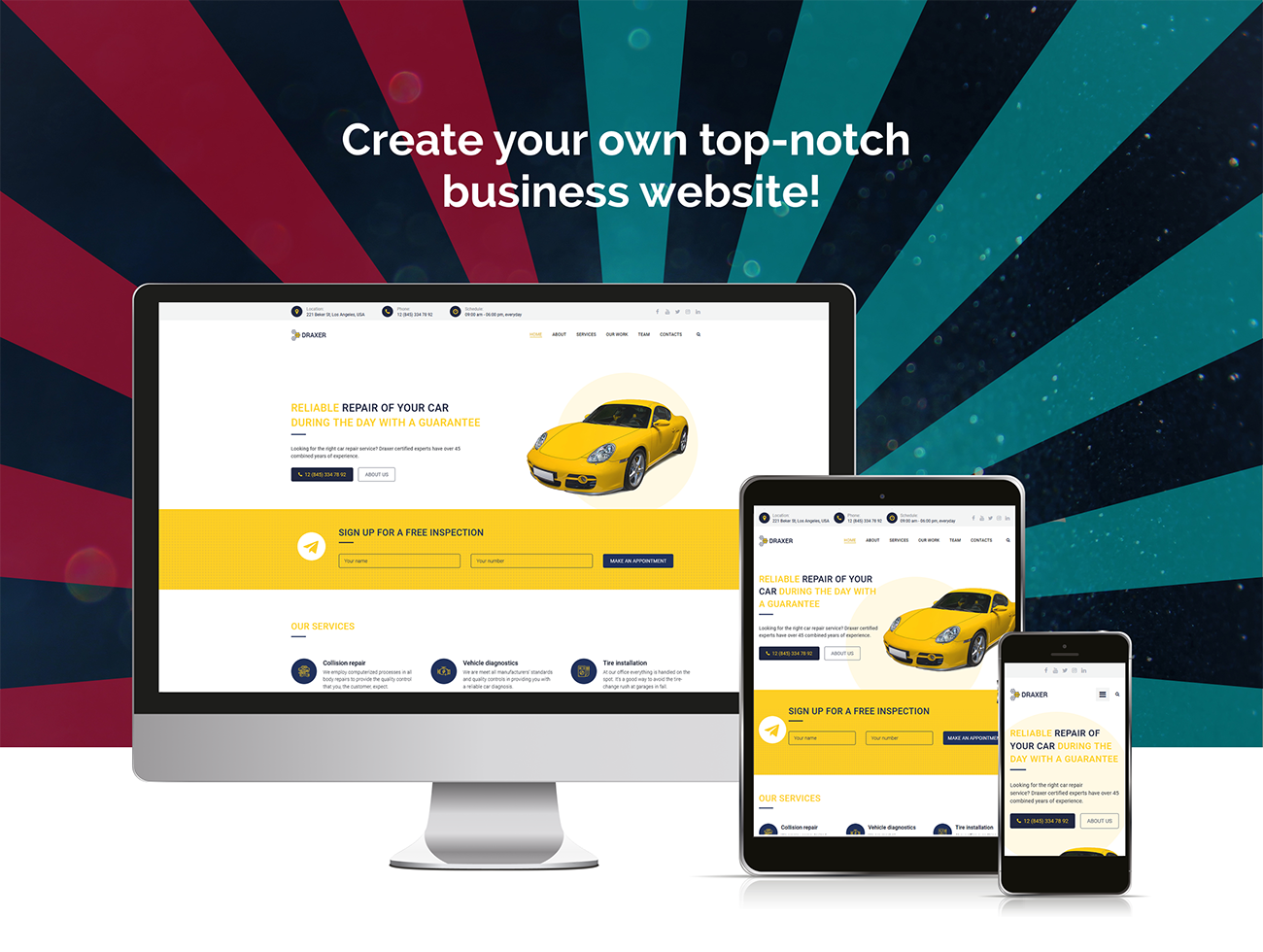 ремонт автомобилей многоцелевая минимальная тема wordpress elementor