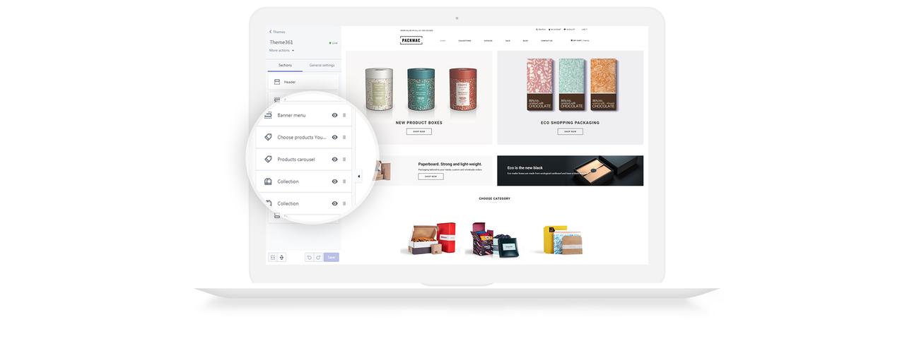 упаковка многостраничная чистая тема shopify