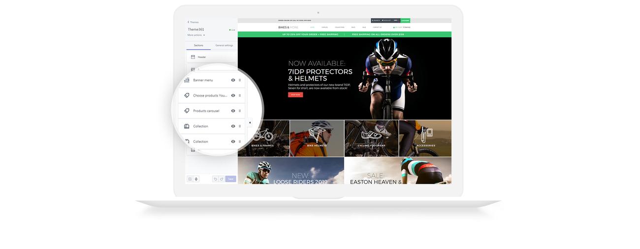 велосипедный магазин современная тема shopify