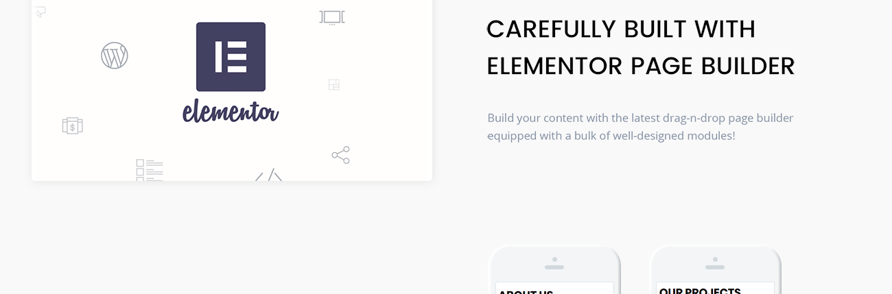 строительство многоцелевой современной темы wordpress elementor
