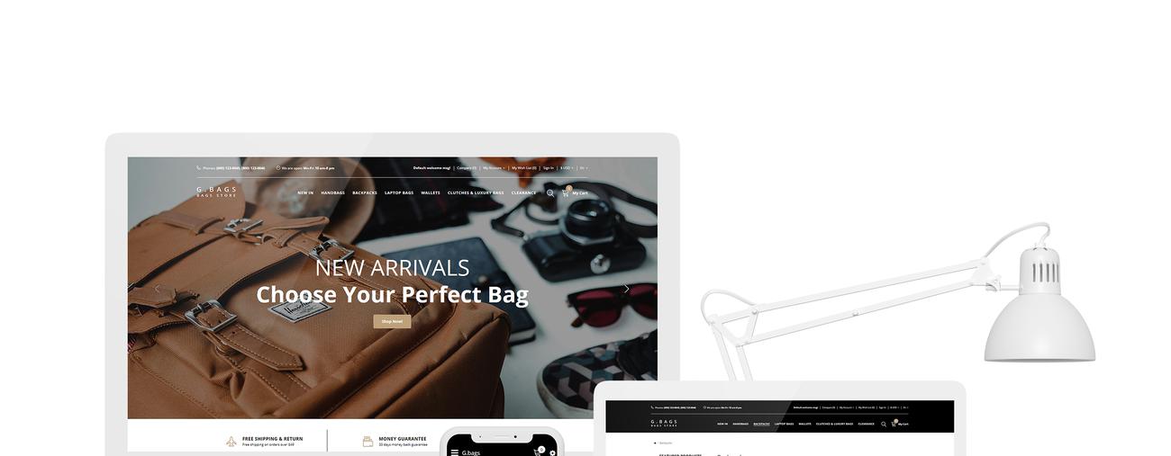 сумочка чистый шаблон opencart