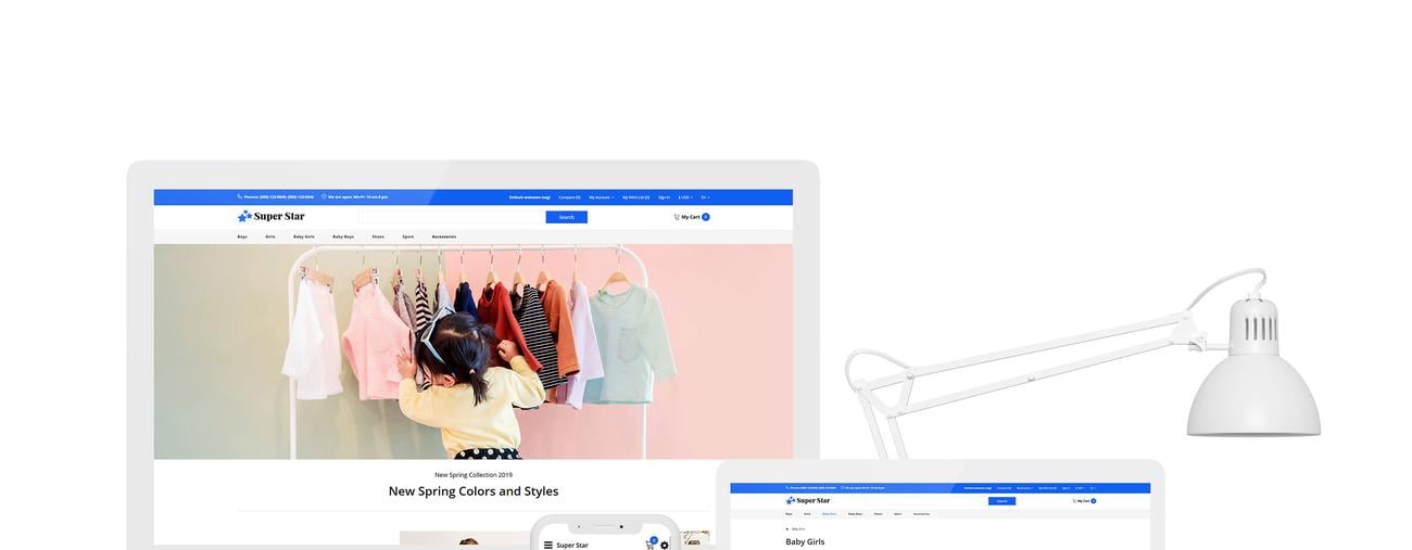 детский модный магазин чистый шаблон opencart