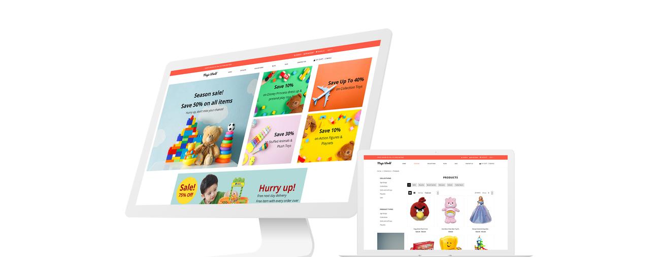 магазин игрушек clean shopify тема