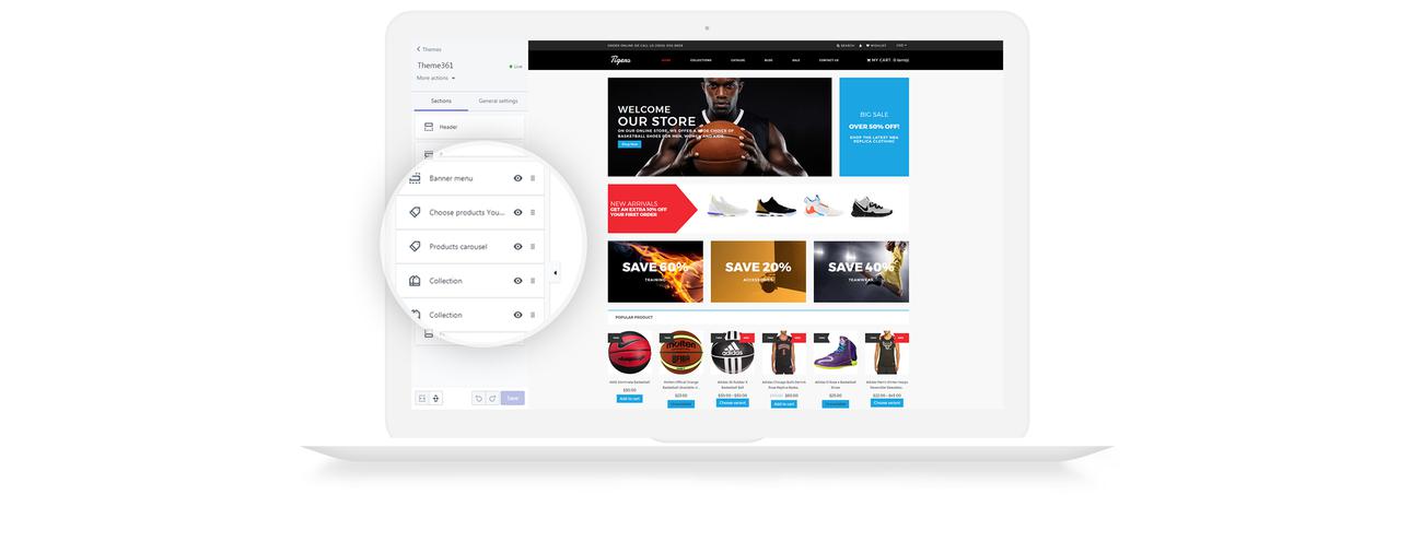 баскетбольный магазин современная тема shopify