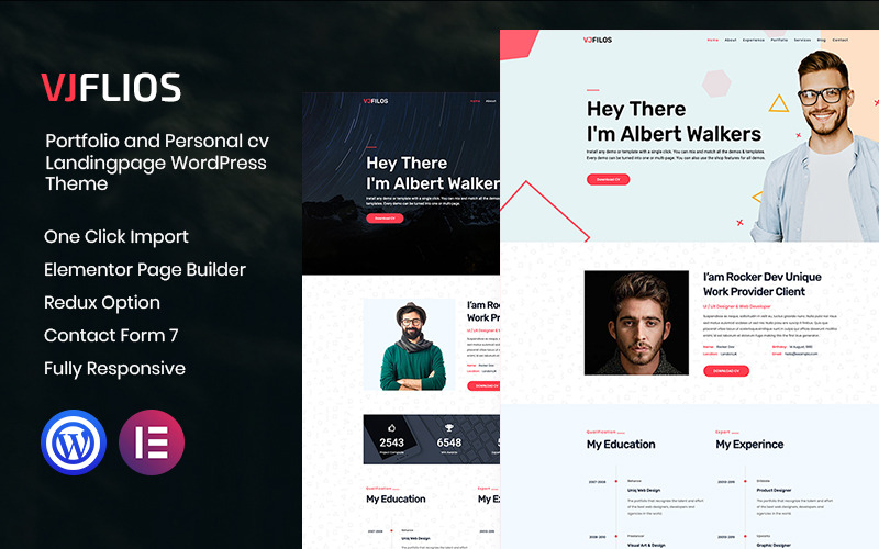 Portfolios and Personal CV Landingpage WordPress Theme